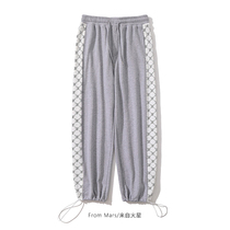 From Mars rule arrangement tide card retro checkerboard splicing draw rope toe men and women hip-hop loose bf