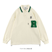 From Mars Contrast Letters Flocking Embroidery Milk Apricot Academy Wind Brand Leisure Couple Youth Trend Men and Women