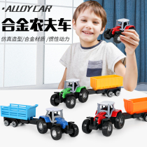 Children farmer car simulation alloy tractor model farm trailer harvester transporter toy set Boy