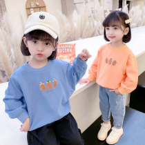 Girl Necropolis Spring Autumn 2022 New Children Foreign Air Casual Round Collar Spring Clothing Baby Spring Han Edition Loose Blouse