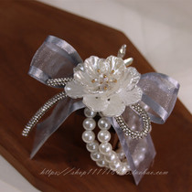 Original new rework temperament petal flower gray wrist flower bride bridesmaid group wedding dress bracelet