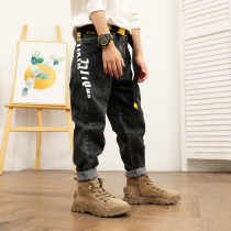Childrens jeans boys pants autumn clothes 2021 middle and Big Boy casual pants handsome trousers spring and autumn father pants