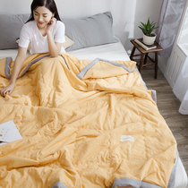 Summer washable washed washed cotton Summer quilted by thin air conditioning by pure color Summer Double brief summer cool by single quilt