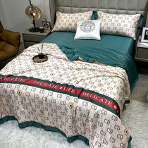 Summer washable ice silk summer cool quilted by four sets of naked sleeping air conditioning by the core double summer true silk thin quilt summer quilt