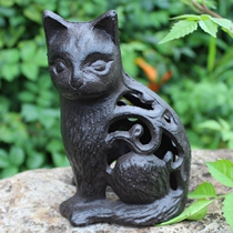 European creative personality cast iron crafts wrought iron hollow kitten shape ornaments home courtyard decorations