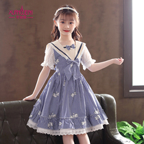 Girls summer clothes dress dress 2022 new foreign air children trendy princess dresses girls tennis red ins children dress dresses