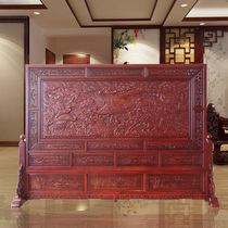 Company hotel lobby feng shui decorative partition floor-to-ceiling screen solid wood insertion screen Dongyang wood carving Chinese screen