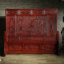 Relief hundred birds Phoenix landing screen Chinese solid wood seat screen insert screen Dongyang wood carving entrance hall partition