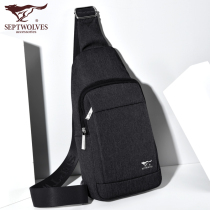 Seven Wolves New Chest Bag Mens Bag Single Shoulder Diagonal Satchel Male Tide Student Canvas Casual Chest front Tide Card Little Backpack