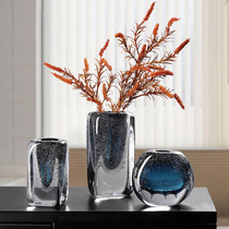 Light luxury high-grade Czech crystal bubble vase living room flower arrangement creative Net red transparent glass vase table ornaments