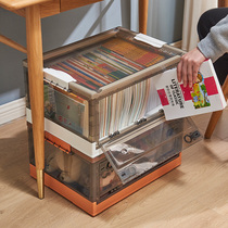 Transparent book storage box book box book box storage box with pulley folding plastic finishing box