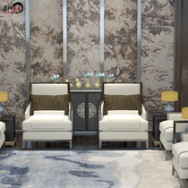 VIP Reception Sofa Tea Table Combination Chinese Hotel Business Meeting Room Solid Wood Single Position Modern Simplicity Custom-made