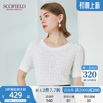 SCOFIELD WOMENS DRESS SUMMER GOLD WIRE GALLOWS ROUND COLLAR SHORT SLEEVE DESIGN SWEATER KNIT T-SHIRT MALL THE SAME PARAGRAPH
