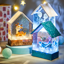  Crystal house music box Music box snow night light to send men and women friends girlfriends children Children birthday gifts