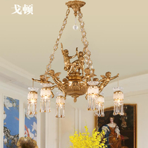 French all copper angel dewaxing luxury high-end Jane American copper lamp Jane Ou pastoral living room chandelier villa restaurant
