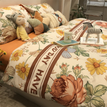 ins american fields garden bed four pieces of full cotton pure cotton art 1 5m meters quilt cover bed linen flowers 1 8 m peony