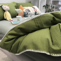 ins waffag jungle green bed four pieces of full cotton pure cotton 1 5m quilt cover bed linen apartment with three sets