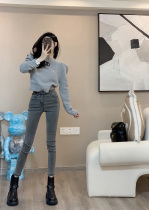 Leathercat jeans children Spring and Autumn New High waist straight tube pants slim slim casual Joker pencil pants