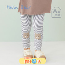 Nido Bear Girl Beats Bottom Pants 2022 New Spring Dress Childrens Elastic Casual Long Pants Wear Softness Outside