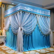 Double-layer bed curtain mosquito net integrated household European style with bracket 1 8m mosquito account 1 5 m 2 princess wind shading bed curtain