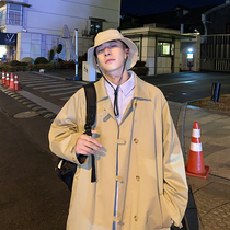Windbreaker mens long spring and autumn Japanese loose Joker coat autumn ins tide card leisure sports Ruffian handsome coat