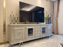 American art furniture Murray impression TV cabinet Light luxury antique old solid wood carved metal foot TV cabinet