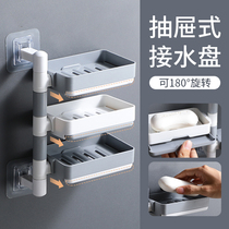 Soap box Rotating wall-mounted bathroom toilet soap box double-layer three-layer non-hole storage rack drain