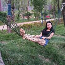 Mesh hammock outdoor single double adult indoor swing summer breathable hammock cotton thread canvas thick single net pocket