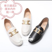 Custom length legs high and low foot single only heightening of invisible supplements high correction genuine leather shallow mouth shoes casual shoes working womens shoes