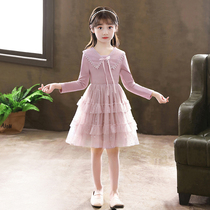 Girl Princess Dress Spring Dress 2022 Spring New Children Foreign Air Dress Net Red Spring Autumn Little Girl Yarn Skirt Tide