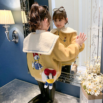 Child Clothing Girl Lamb Suede Coat 2021 Autumn Winter New Ocean Gas Thickened Big Boy Winter Clothing Fur Coat Tide