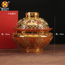 Tibetan-style tsampa box Nepal craft eight auspicious Buddha grain rice box Buddha Hall Xiangyun fruit box