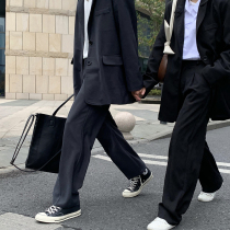 Casual trousers mens autumn New Style brand loose straight wide leg trousers Hong Kong wind Joker hanging feeling large size suit pants