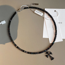 Unique designer Black Baube Crucifixion Pendant Necklace Woman Light Extravagant luxury Superior Comeback Antique Lock Bones Necklace