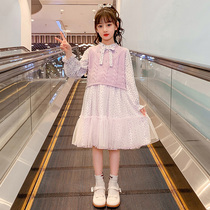 Girl Lian Dress Spring Autumn Dress 2022 New Internet Red Children Dress Little Girl Foreign Air Princess Dresses Long Sleeves Crushed Flowers