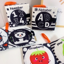 New baby cloth book black and white digital cognitive tear not bad sound paper children early teaching baby toys educational sound paper