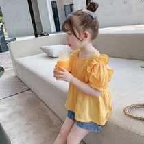 Children short sleeve shirt 2021 Summer new girl blouses foreign air Han version female baby loose doll-shirt tide