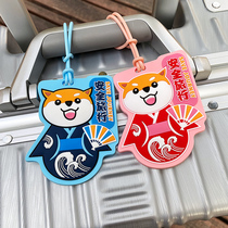 Travel portable silicone luggage tag cartoon Shiba Inu check-in tagging anti-loss Japanese kimono suitcase boarding pass