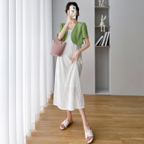 Pregnancy Woman Dress New Summer Dress Long Dress Superior Temperament Pendant With Skirt Suit Short Sleeve Shawl Two Suit Dress Dress