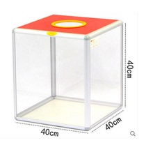 Large four-sided transparent wordless lucky draw box Acrylic lucky draw ball ticket touch prize box Lottery box 40cm cm