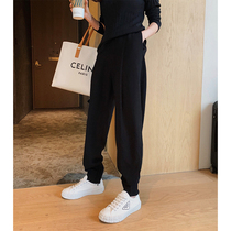 Hong Kong black pants women autumn and winter high waist 2021 spring summer thin beam radish Harlan casual pants sports pants