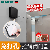 Door closer household silent and simple non-perforated drawstring fire door automatic door closer outdoor iron door closing artifact