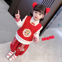 Childrens Tang suit Hanfu girls New Years dress thickened festive New Years dress female baby Chinese style winter dress national tide suit