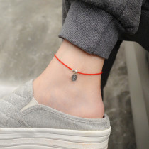 Anklet female 2021 new lucky nafu sterling silver red rope new year of life transfer beads to ward off evil spirits couple bracelet male student