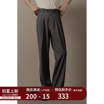 VAPOURBLUE Original design extremely minimalist Western dress pants men and women Summer high waist crush Casual Straight Cylinder Broadleg Pants