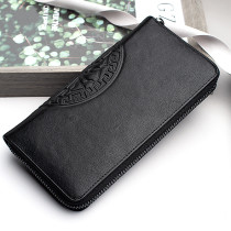 2022 new wallet mens long style genuine leather handbag Chaulet soft leather clip hand grab bag Bull Leather Zipper Small Hand Grip Bag