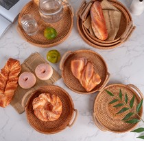  Vietnamese rattan hand-woven basket Snack snack bread basket portable picnic basket living room desktop storage basket