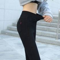 Black leggings womens autumn and winter outer wear plus velvet elastic high waist spring and autumn small men and small feet thin pencil pants