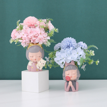 Ornaments cute resin fake flowers Simulation flower decorations Bouquet creative flower pot Cartoon Nordic childrens room