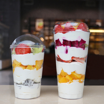 360ml fruit cup disposable mousse lasagna cake Cup aerial Cup hard plastic cup Wood chaff Cup with lid spoon 20 sets